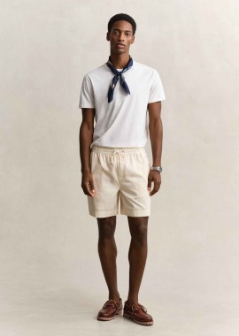 GANT - Gant ανδρική βερμούδα με ελαστική μέση Regular Fit - 205645 Κρέμ