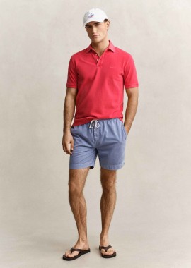 GANT - Gant ανδρική βερμούδα με ελαστική μέση Regular Fit - 205645 Μπλε Ανοιχτό