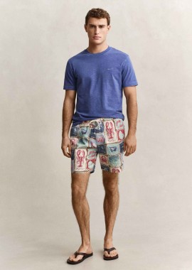 GANT - Gant ανδρική βερμούδα με ελαστική μέση και all-over print Regular Fit - 205656 Εκρού