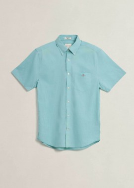 GANT - Gant ανδρικό κοντομάνικο πουκάμισο button down με τσέπη και λογότυπο Regular Fit - 3000101 Βεραμάν