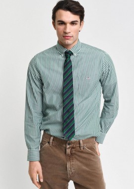 GANT - Gant ανδρικό πουκάμισο button down με ριγέ σχέδιο και τσέπη με κεντημένο λογότυπο Regular Fit - 3000130 Πράσινο