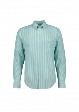 GANT - Gant ανδρικό πουκάμισο button down με ριγέ σχέδιο και τσέπη με κεντημένο λογότυπο Regular Fit - 3000130 Βεραμάν