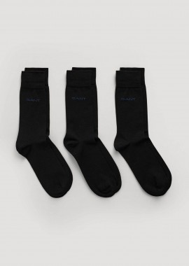 GANT - Gant σετ ανδρικές κάλτσες μονόχρωμες με κεντημένο λογότυπο (3 τεμάχια) - 9960263 Μαύρο