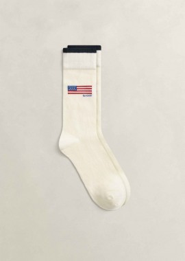 GANT - Gant ανδρικές μακριές κάλτσες με graphic print - 9960372 Κρέμ