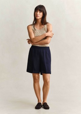 GANT - Gant γυναικεία βερμούδα με ελαστική μέση Relaxed Fit - 4020140 Μπλε Σκούρο