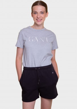 GANT - Gant γυναικείο σορτς μονόχρωμο με ελαστική μέση και κεντημένο λογότυπο Regular Fit - 4200273 Μαύρο