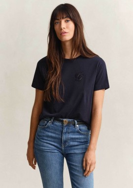 GANT - Gant γυναικείο T-shirt με κεντημένο script graphic logo Regular Fit - 4201450 Μπλε Σκούρο
