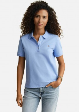 Gant γυναικεία μπλούζα πόλο πικέ με λογότυπο Regular Fit - 4201489 Μπλε Ανοιχτό