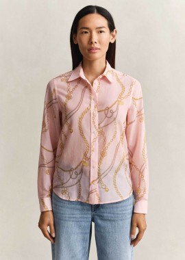 GANT - Gant γυναικείο πουκάμισο με μετάξι και print Regular Fit - 4300624 Ροζ Ανοιχτό