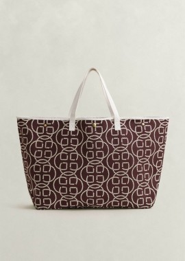 GANT - Gant γυναικεία canvas τσάντα θαλάσσης με σχέδιο - 4975139 Καφέ Σκούρο