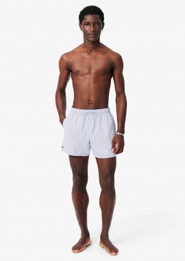 LACOSTE - Lacoste ανδρικό μαγιό σορτς μονόχρωμο με κεντημένο λογότυπο - MH6270 Σιελ