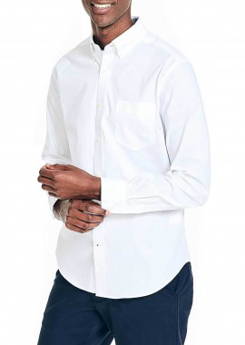 NAUTICA - Nautica ανδρικό πουκάμισο button down με τσέπη και κεντημένο λογότυπο Classic Fit - W45126 Λευκό