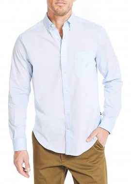 NAUTICA - Nautica ανδρικό πουκάμισο button down με τσέπη και κεντημένο λογότυπο Classic Fit - W45126 Σιελ