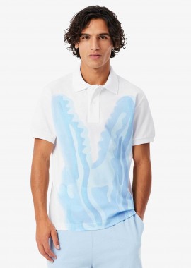 LACOSTE - Lacoste ανδρική μπλούζα πόλο πικέ με print Classic Fit - PH2194 Λευκό