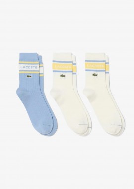 Lacoste σετ unisex μακριές κάλτσες με λογότυπο (3 ζευγάρια) - RA1922 Μπλε Ανοιχτό
