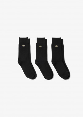 Lacoste σετ unisex μακριές κάλτσες με κεντημένο λογότυπο (3 ζευγάρια) - RA8142 Μαύρο