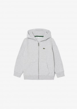 Lacoste παιδική ζακέτα φούτερ με κουκούλα και λογότυπο Regular Fit - SJ0932 Γκρι