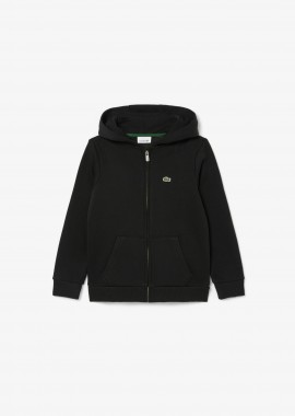 Lacoste παιδική ζακέτα φούτερ με κουκούλα και κεντημένο λογότυπο Classic Fit - SJ0936 Μαύρο