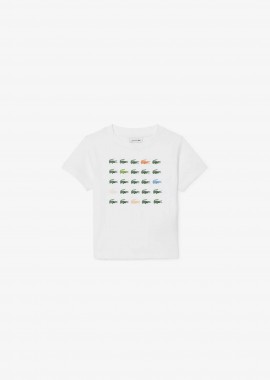 LACOSTE - Lacoste παιδικό T-shirt με crocodile print - TJ6943 Λευκό