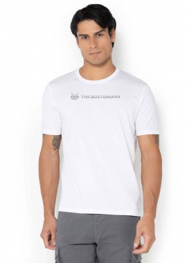 THE BOSTONIANS - The Bostonians ανδρικό T-shirt πικέ με two-tone logo print Regular Fit
