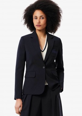 LACOSTE - Lacoste γυναικείο σακάκι με κεντημένο λογότυπο Slim Fit - VF4244-00 Μπλε Σκούρο