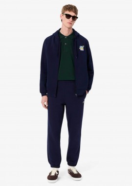 LACOSTE - Lacoste ανδρικό παντελόνι φόρμας με κεντημένο λογότυπο Regular Fit - XH9610 Μπλε Σκούρο