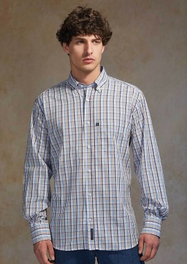 OXFORD COMPANY - Oxford Company ανδρικό sport πουκάμισο button down καρό Regular Fit - M131-BZ10.01 Μπλε