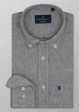 OXFORD COMPANY - Oxford Company ανδρικό sport πουκάμισο button down μονόχρωμο Regular Fit - L210-BZ10.03 Γκρι