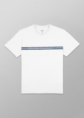 OXFORD COMPANY - Oxford Company ανδρικό T-shirt μονόχρωμο με λογότυπο Regular Fit - K502-MZ20.01 Λευκό