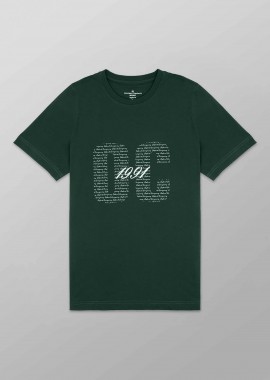 OXFORD COMPANY - Oxford Company ανδρικό T-shirt μονόχρωμο με λογότυπο και print Regular Fit - K503-MZ20.09 Πράσινο Σκούρο