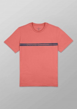 OXFORD COMPANY - Oxford Company ανδρικό T-shirt μονόχρωμο με λογότυπο Regular Fit - K502-MZ20.32 Πορτοκαλί
