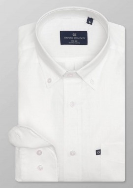 OXFORD COMPANY - Oxford Company ανδρικό sport πουκάμισο button down μονόχρωμο Regular Fit - F110-BZ10.01 Λευκό