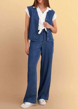 Attrativo γυναικείο τζιν παντελόνι Straight Fit - 9923101 Μπλε Σκούρο