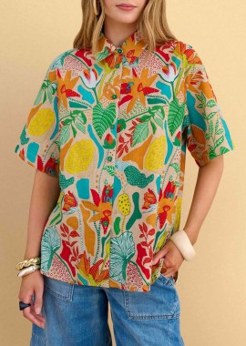 ATTRATTIVO - Attrativo γυναικείο πουκάμισο με floral print - 9923298 Μπλε