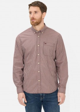 CAMEL ACTIVE - Camel Active ανδρικό πουκάμισο button down με καρό σχέδιο και τσέπη με monogram Regular Fit - C261-409103-7S03 Κεραμιδί