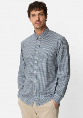 CAMEL ACTIVE - Camel Active ανδρικό πουκάμισο button down με καρό σχέδιο και τσέπη με κεντημένο monogram Regular Fit - C261NOS-409103-9S03 Μπλε Σκούρο