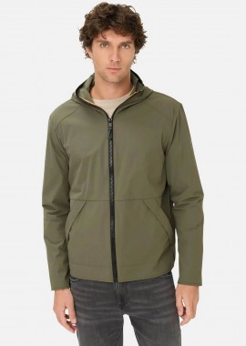 Camel Active ανδρικό jacket με κουκούλα και logo patch Regular Fit - C261-442855-7I23 Λαδί
