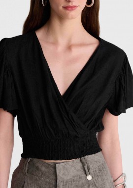 'ALE - 'ALE γυναικείο τοπ μονόχρωμο cropped - 8922432 Μαύρο