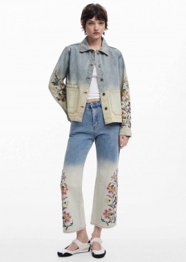 Desigual γυναικείo τζιν παντελόνι culotte με floral print 