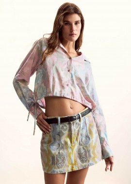 Desigual γυναικείo πουκάμισο με floral print cropped 