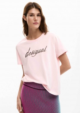 Desigual γυναικείo T-shirt και λογότυπο με στρας Regular Fit 