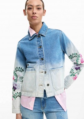 DESIGUAL - Desigual γυναικείo denim jacket με floral κεντήματα