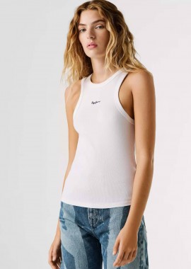 PEPE JEANS - Pepe Jeans γυναικείo αμάνικο τοπ ribbed - PL506035 Λευκό