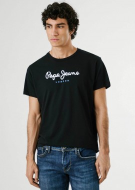 PEPE JEANS - Pepe Jeans ανδρικό T-shirt μονόχρωμο με στρογγυλή λαιμόκοψη και logo print