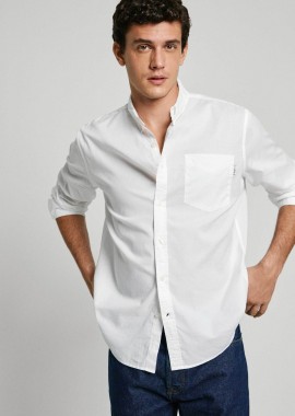 PEPE JEANS - Pepe Jeans ανδρικό πουκάμισο μονόχρωμο Regular Fit - PM308831 Λευκό