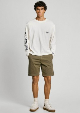 PEPE JEANS - Pepe Jeans ανδρική βερμούδα chino Regular Fit - PM801181 Λαδί