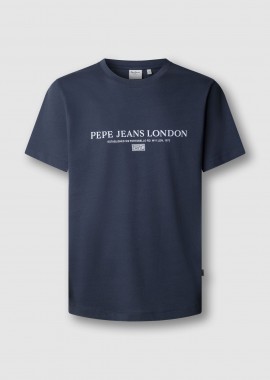 Pepe Jeans ανδρικό T-shirt μονόχρωμο με logo print 