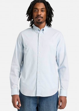 Timberland ανδρικό πουκάμισο stretch poplin button down με κεντημένο tree logo Regular Fit - TB0A6GRH9401 Σιελ
