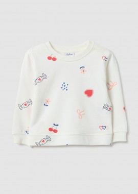 OVS βρεφική μπλούζα φούτερ με all-over print Regular Fit - 002553063 Λευκό