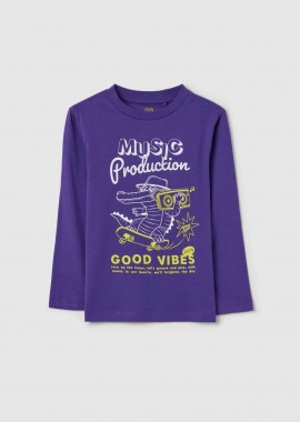 OVS KIDS - OVS παιδική μπλούζα μακρυμάνικη με crocodile print - 002195631 Μοβ